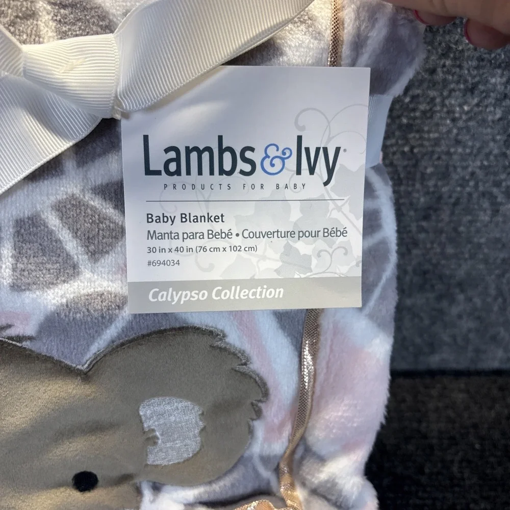 Lambs & Ivy~Calypso Collection~Pink/Gray Koala Leaf Print~Baby Blanket~30